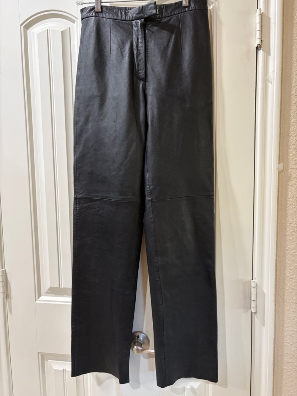 Women’s Black Straight Leather Jeans